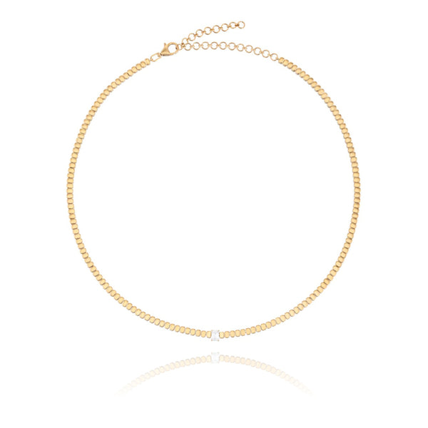 Golden Rectangle and Solitaire Tennis Necklace