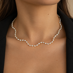 Pear Diamond Wave Tennis Necklace
