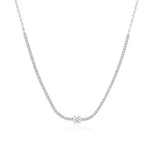 Half Lab Tennis Necklace with Solitaire Diamond