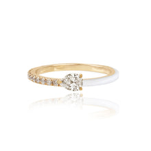 Load image into Gallery viewer, Half Pave and Half Enamel Solitaire Diamond Ring
