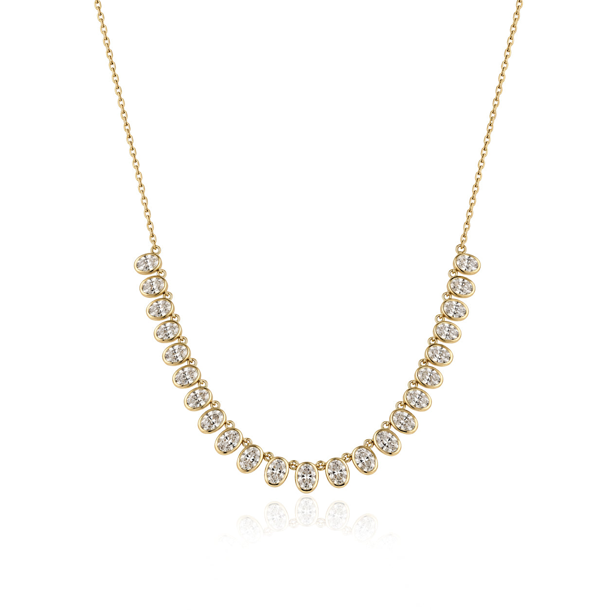 Half Tennis Oval Bezel Lab Diamond Necklace