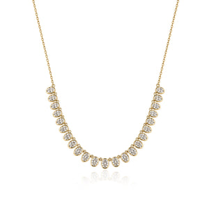Half Tennis Oval Bezel Lab Diamond Necklace
