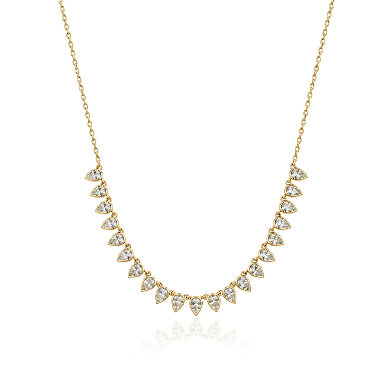 Half Tennis Pear Bezel Lab Diamond Necklace