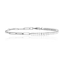Load image into Gallery viewer, Half and Half Diamond Tennis Paperclip Bracelet
