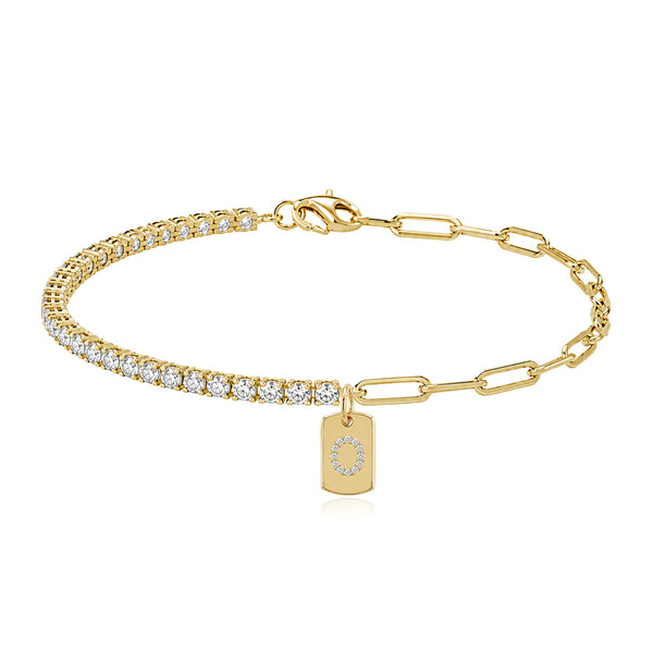 HALF TENNIS HALF PAPERCLIP CHARM BRACELET