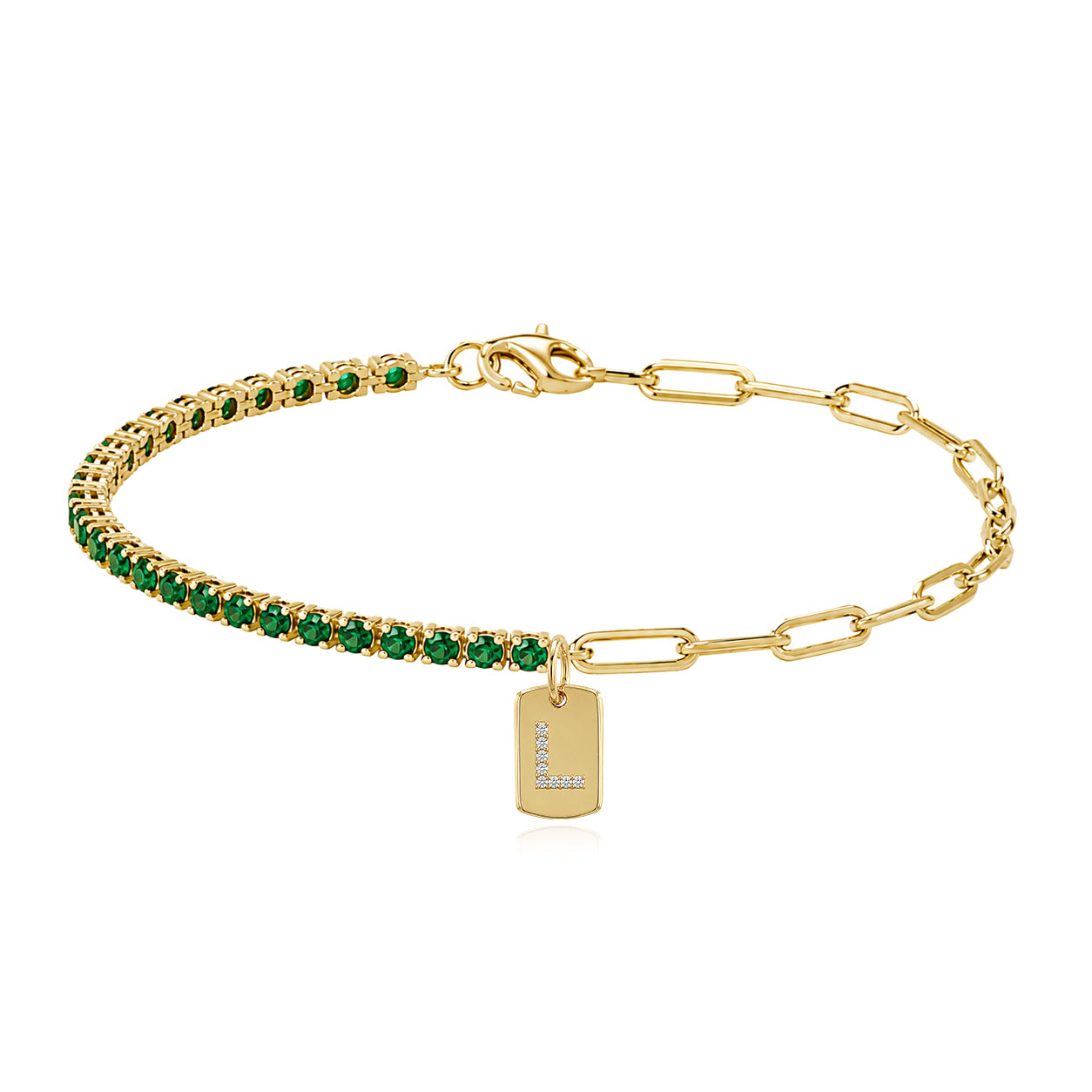 HALF TENNIS HALF PAPERCLIP CHARM BRACELET