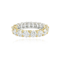 Half Emerald Half Round Diamond Eternity Ring