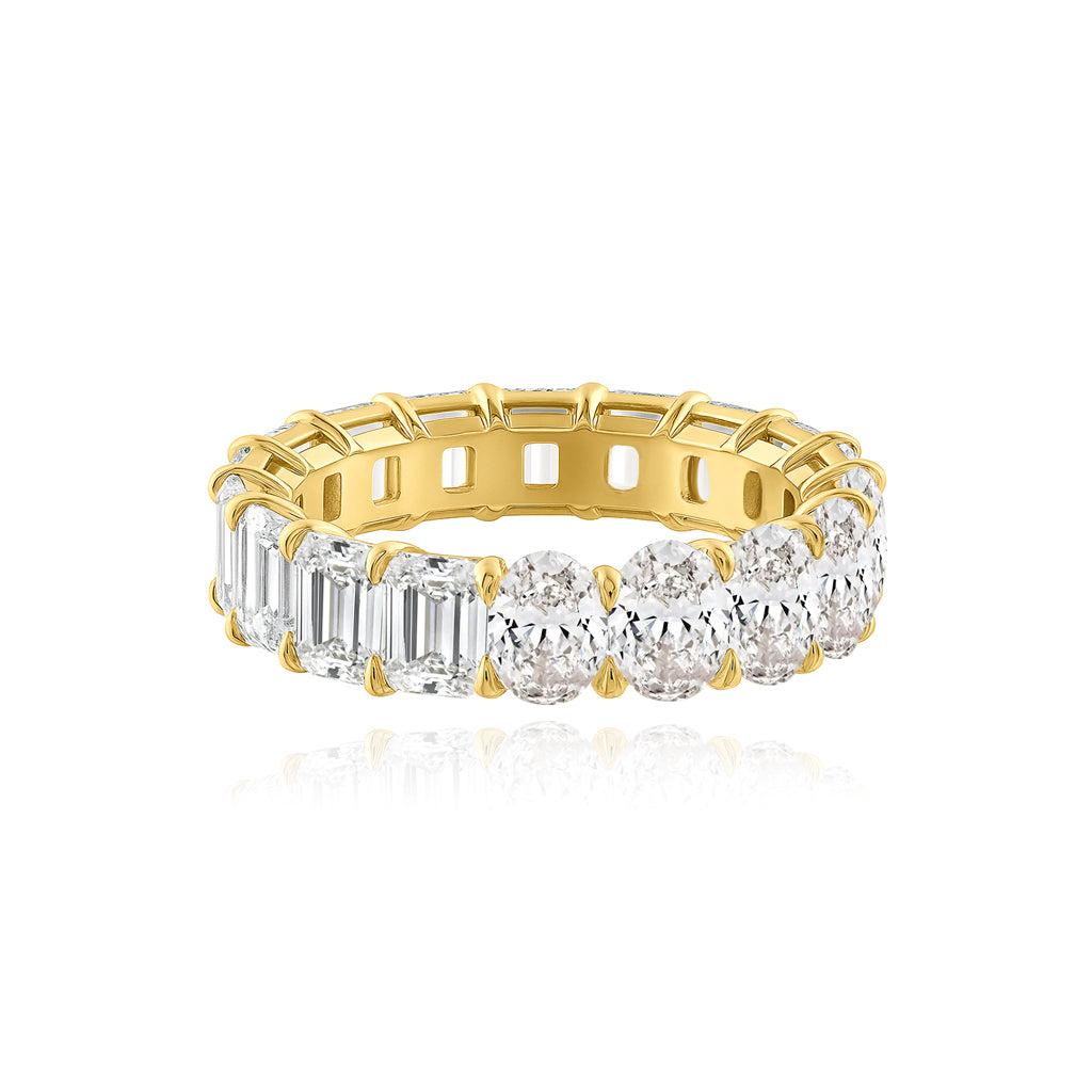 Half Emerald Half Oval Diamond Eternity Ring