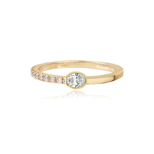 Half Pave and Half Gold Solitaire Ring
