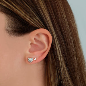 Heart Baguette and Pave Earrings