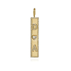 Heart Diamond Plate Personalized Pave Charm