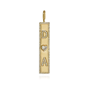 Heart Diamond Plate Personalized Pave Charm