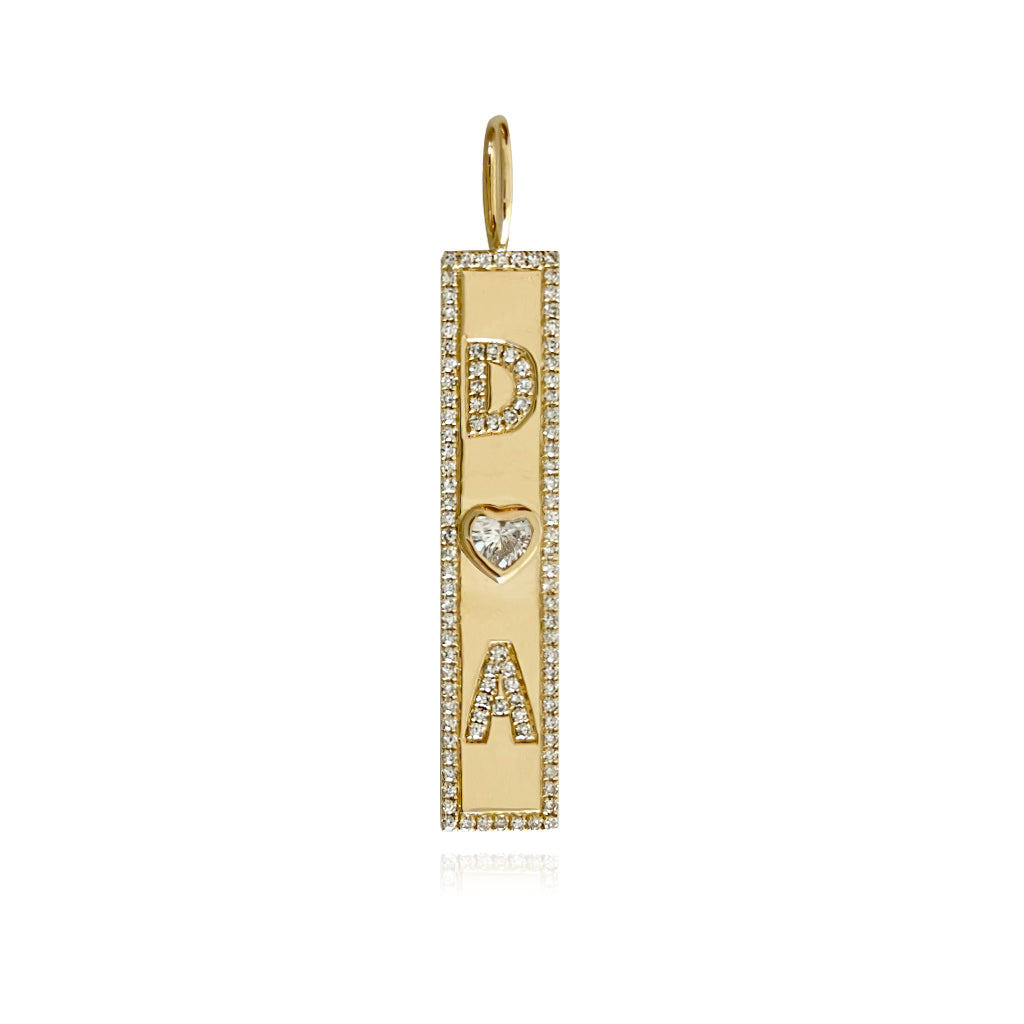 Heart Diamond Plate Personalized Pave Charm