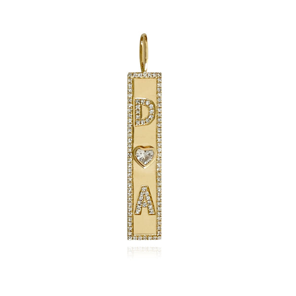 Heart Diamond Plate Personalized Pave Charm