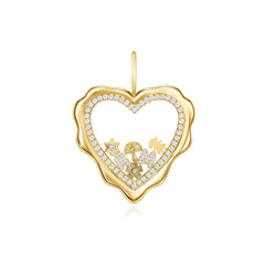 Wavy Heart Glass Locket Charm