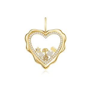 Wavy Heart Glass Locket Charm