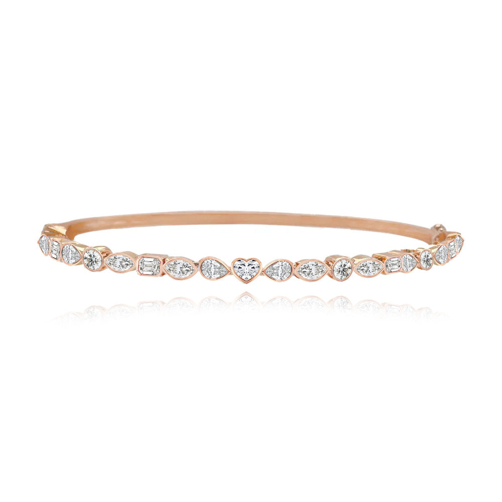 Horizontal Multi Shape Diamond Bangle