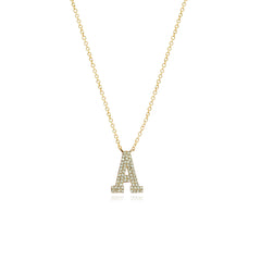 Double Row Pave Initial Necklace