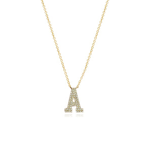 Double Row Pave Initial Necklace
