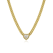 Load image into Gallery viewer, Bezel Heart Diamond Cuban Necklace
