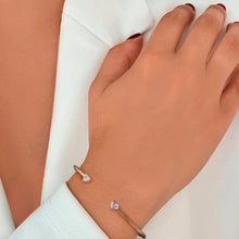 Load image into Gallery viewer, Two Diamonds Gold Cuff Bangle
