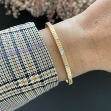 Load image into Gallery viewer, Thin Fluted with Baguette Diamond Bangle

