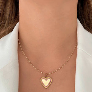 Large Fluted Pink Sapphire Outline Heart Charm
