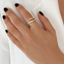 Load image into Gallery viewer, Dome Pave and Gold Nail Ring
