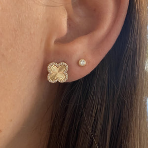 Fluted Pave Outline Clover Earrings