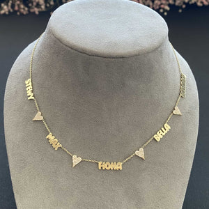 Multiple Cutout Gold Names Necklace
