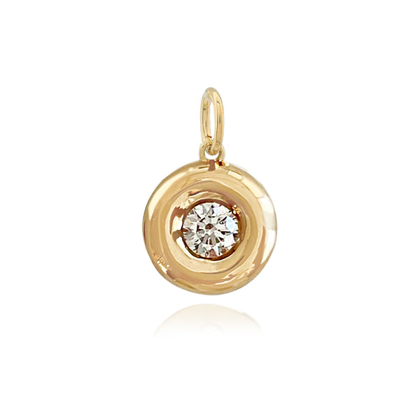 Mini dome diamond charm in 14k gold, a refined piece of luxury diamond jewelry.