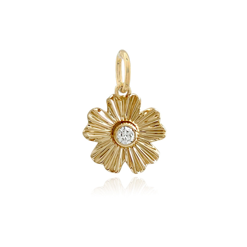 Mini Fluted Flower Diamond Charm
