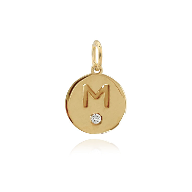 Mini Round Initial and Bezel Charm
