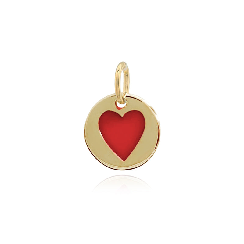 Mini Enamel Heart Round Plate Charm