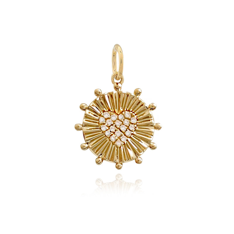 Mini Pave Heart Fluted Charm