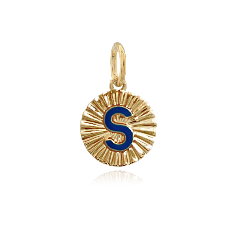 Mini Enamel Initial Fluted Charm