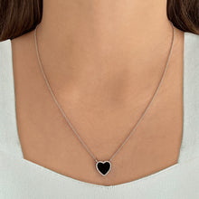 Load image into Gallery viewer, Medium Pave Outline Black Onyx Heart Necklace
