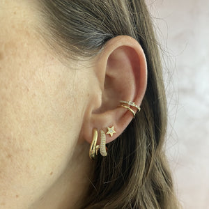 Two Wave Pave Gold Hoop Earrings