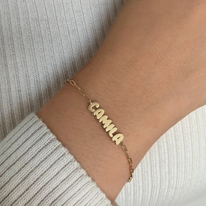Cutout Name Paperclip Bracelet