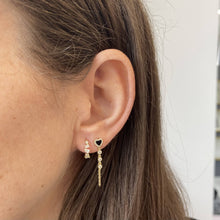 Load image into Gallery viewer, Pave Outline Stone Heart Chain Earrings
