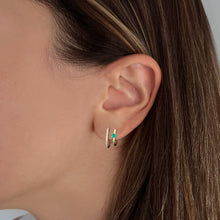 Load image into Gallery viewer, Solitaire and Pave Diamonds Lobe Earrings
