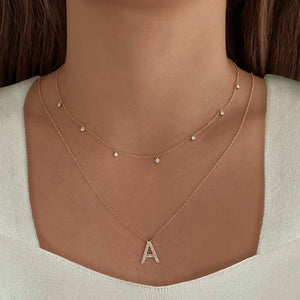 Double Row Pave Initial Necklace
