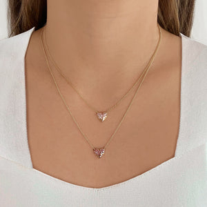 Dripping Scattered Gemstone Heart Necklace