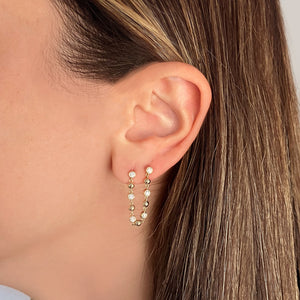 Gold and Diamonds Balls Chain Earrings