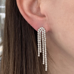 Tassel Diamond Drop Bezel Earrings
