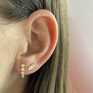 Two-Diamond Bezel Stud Earring (Single)