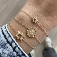 Load image into Gallery viewer, Star of David Half Gold and Half Pave Bracelet
