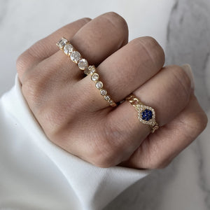 Pave Evil Eye Cuban Link Ring