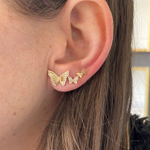 Striped Butterfly Pave Earrings