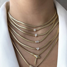 Load image into Gallery viewer, Solitaire Pear Diamond Eyes Snake Necklace
